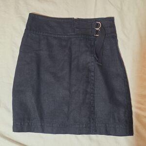 Ann Taylor LOFT Linen & Blue Denim Faux Wrap Skirt